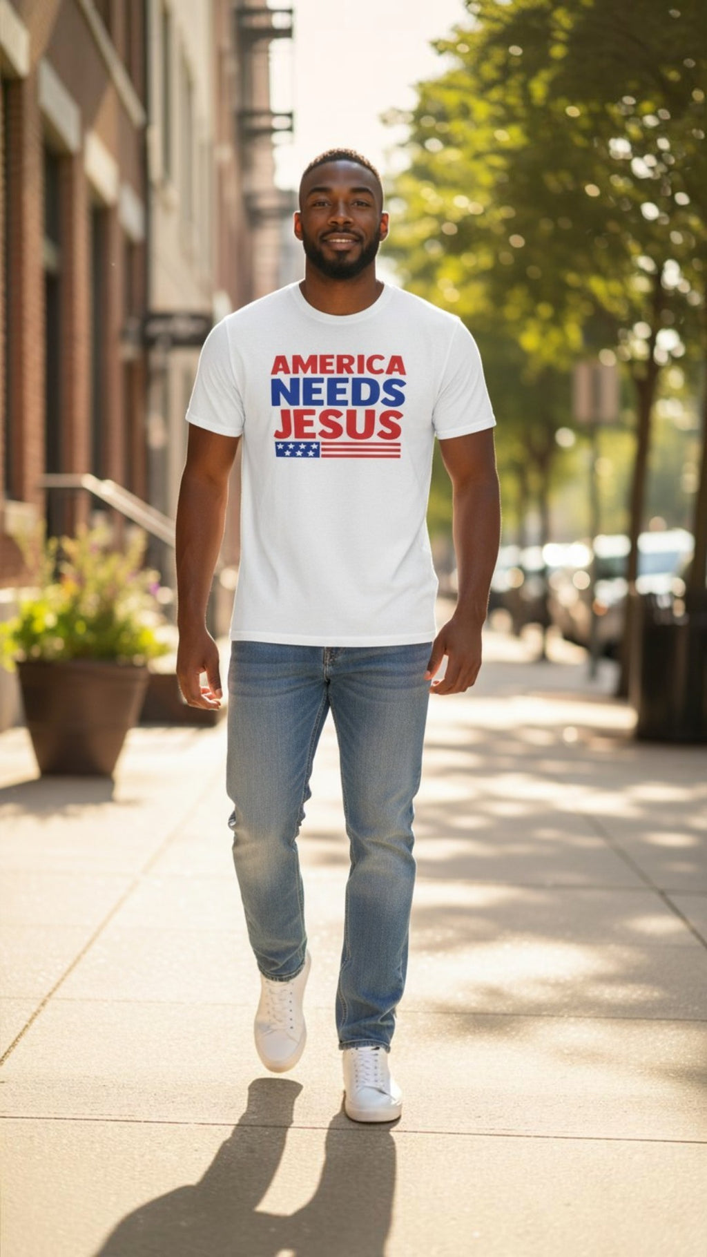 America Needs Jesus Short Sleeve Tee